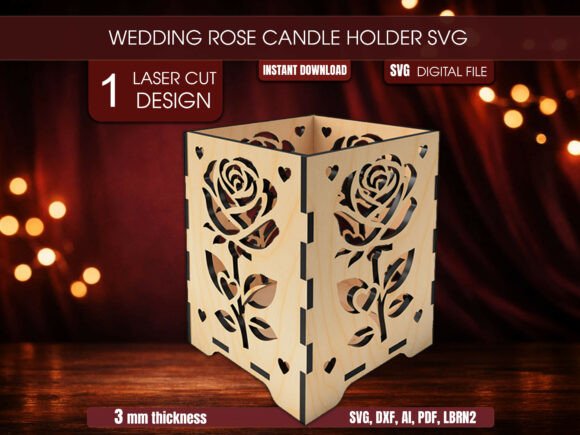 Elegant Rose Candle Lantern SVG Design