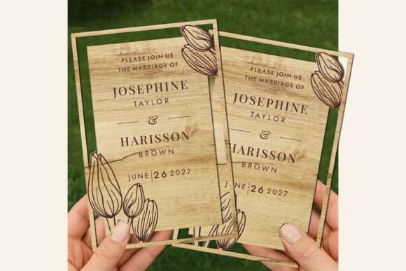 Rustic Laser-Cut Wedding Invitation Files