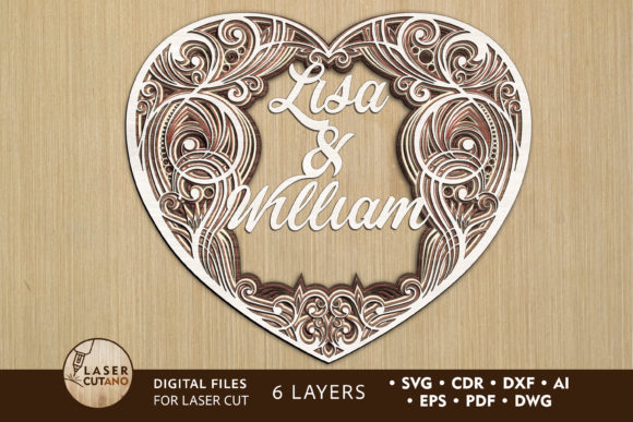 Multilayer Heart Laser Cut File