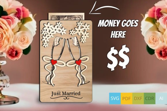Just Married Champagne Glass SVG