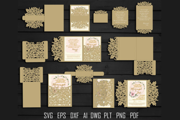 Laser-Cut Rose Invitation SVG Template Set