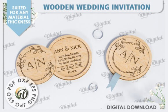 Digital Wooden Laser Cut Invitation Template