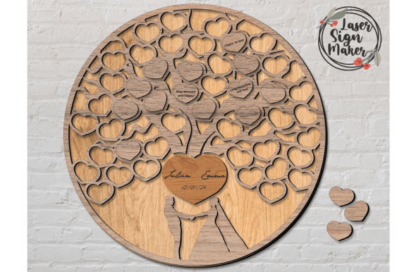 Laser Cut Wedding Guestbook Heart Tree