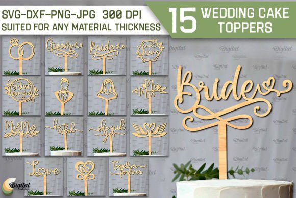 Laser Cut Wedding Cake Topper Designs Bundle