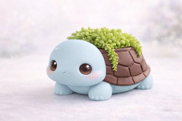 Kawaii Turtle Planter 3D Model