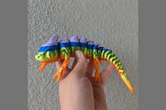Rainbow Flexi Chameleon Toy with Articulated Movement