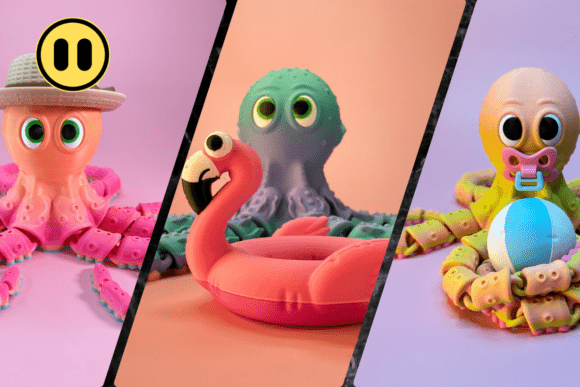 Customizable Articulated Octopus Trio