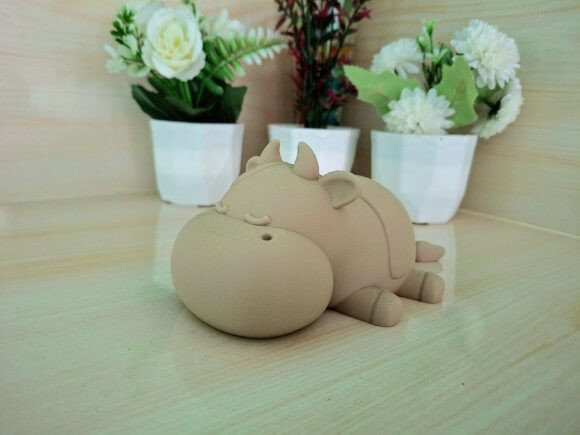 3D Printed Cute Sleeping Cow Model