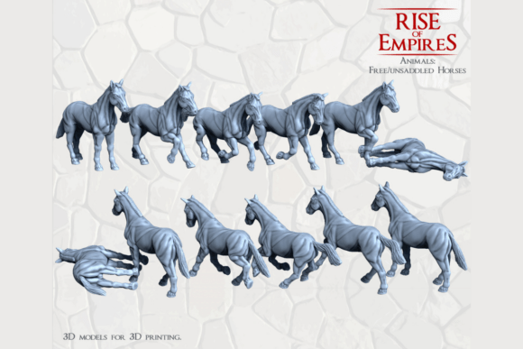 28mm Scale Free-Roaming Horse Models for Dioramas