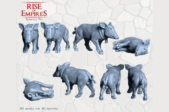 Realistic 28mm Scale Pig Miniatures