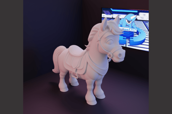Charming 3D Cartoon Horse Ornament