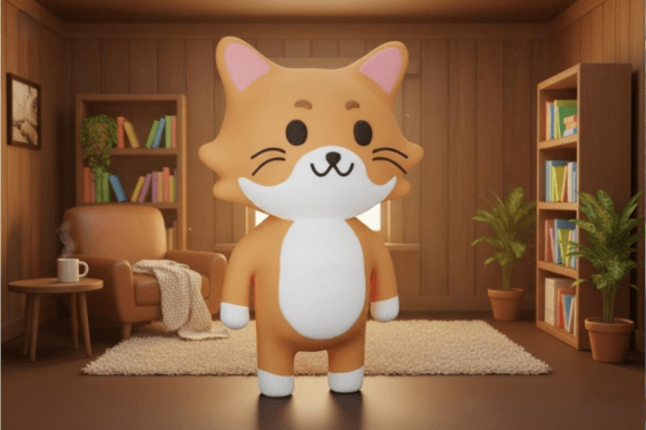 3D Printable Chibi Cat Figurine