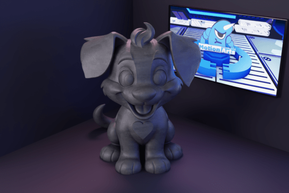 3D Little Dog with Heart