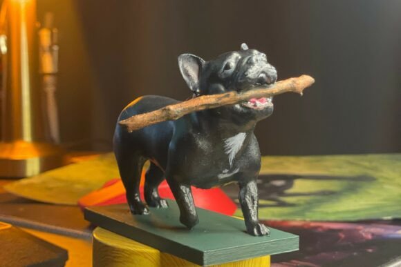 3D Playful Bulldog Figurine