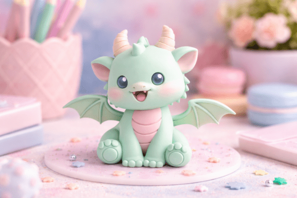 Kawaii Baby Dragon 3D Model