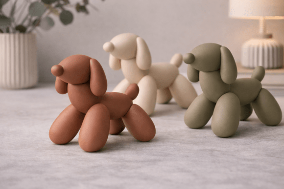 Modern 3D Printable Dachshund Balloon Dog Sculpture
