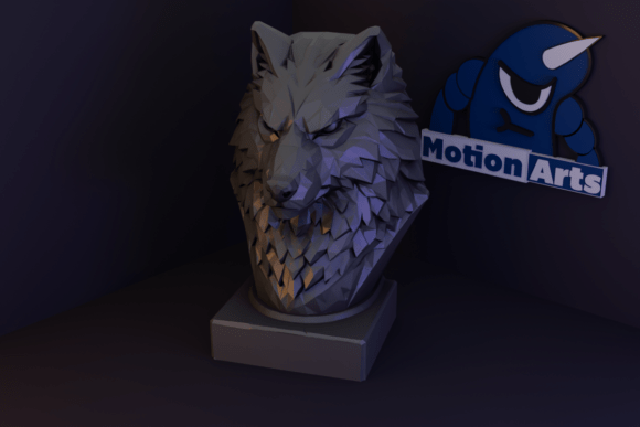 Geometric Wolf Bust 3D Print