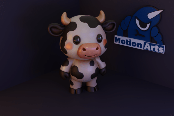 Charming Painted Cartoon Cow 3D Model