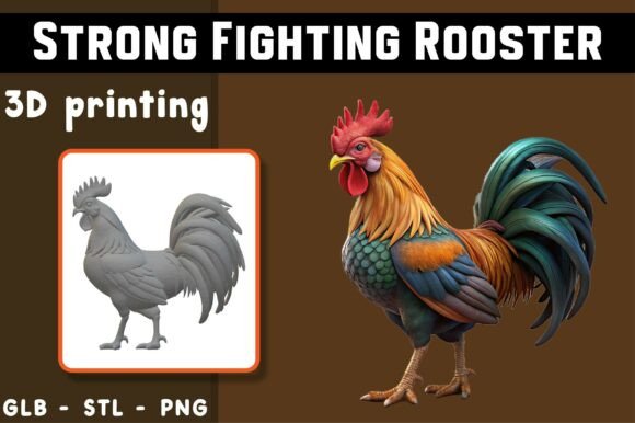 3D Printable Fighting Rooster Model
