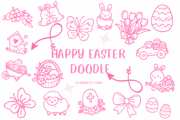 Happy Easter Doodle Dingbats Font