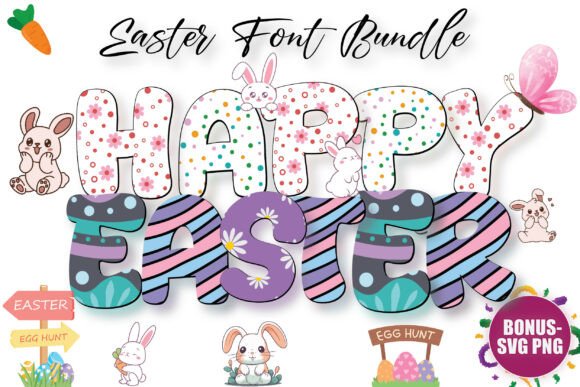 Fancy Easter Alphabet Font Bundle