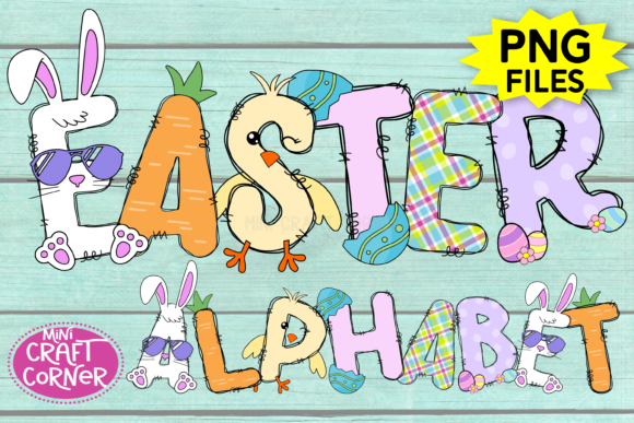 Easter Doodle Alphabet PNG Letters