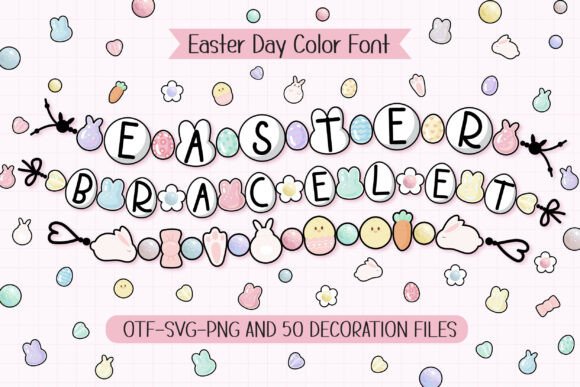 Easter Bracelet Bead Color Font & Doodle Set