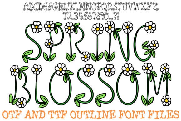 Spring Blossom Botanical Outline Display Font