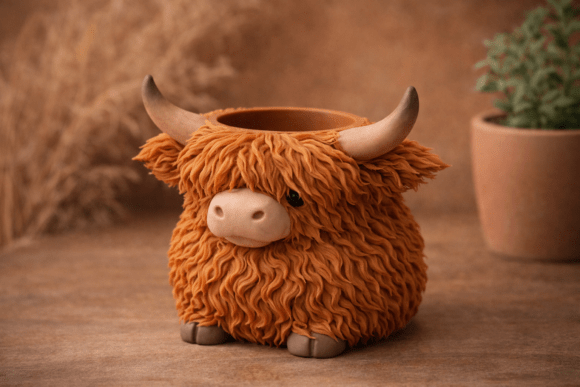 Highland Cow Planter 3D Print Model