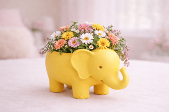 Adorable 3D Elephant Planter Vase
