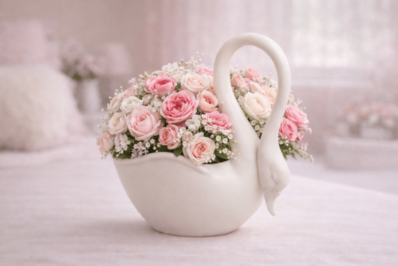 Elegant 3D Printable Swan Vase