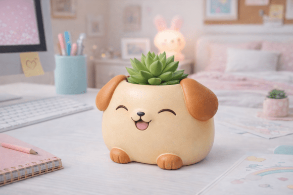 Joyful Puppy Planter 3D Print Design
