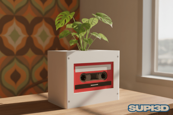 Modern 3D Printable Cassette Planter