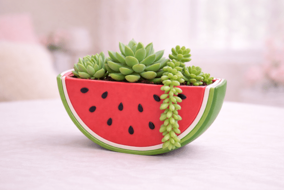 Watermelon Shaped 3D Planter Model