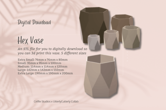 Geometric 3D Print Hex Vase Planter File