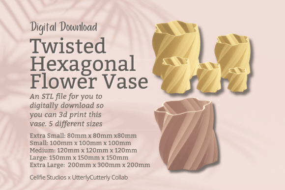 3D Hexagonal Flower Vase Planter STL File