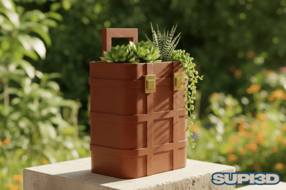 Modern 3D Suitcase Planter Vase