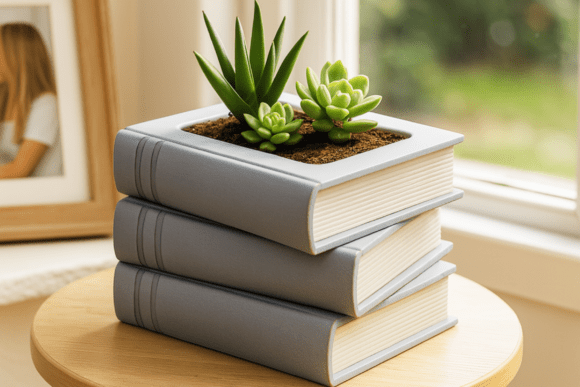 3D Book Planter for Succulents & Cacti