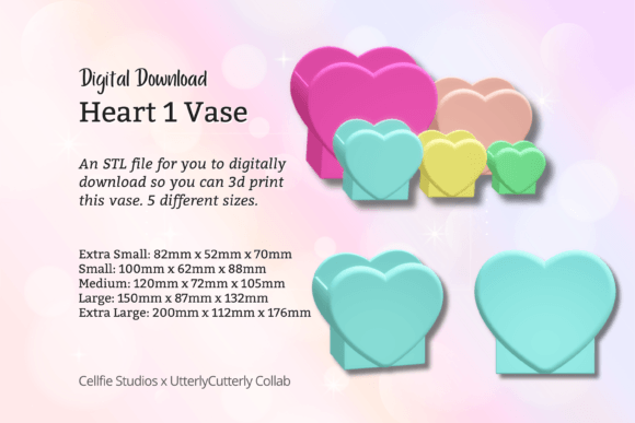 Heart Vase Planter STL File for 3D Printing