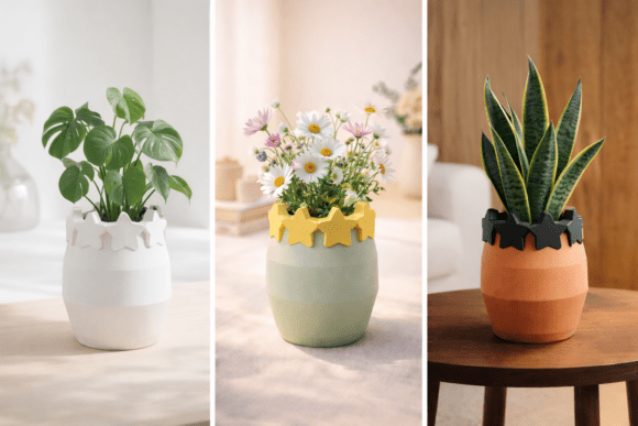 Modern 3D Star Crown Planter Vase
