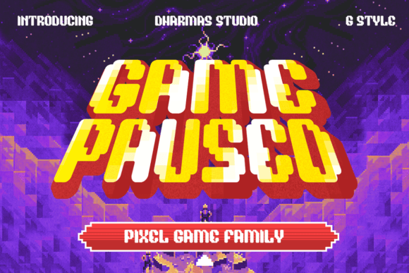 Game Paused Retro Pixel Display Font