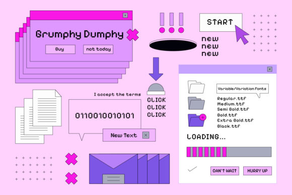 Grumphy Dumphy 90s Pixel Display Font