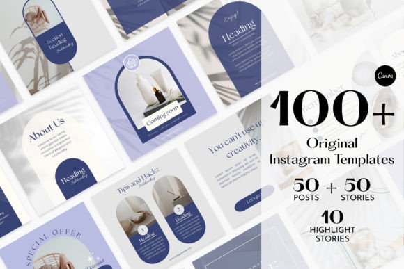 Ästhetische Instagram-Vorlagen in Blau