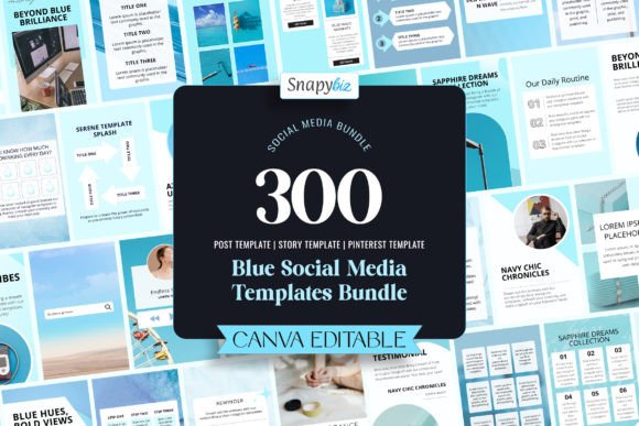 Blaues Social Media Vorlagenpaket