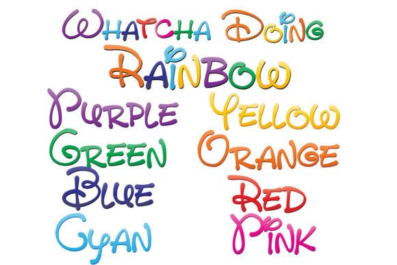 Whatcha Doing Rainbow Gradient Color Font Set