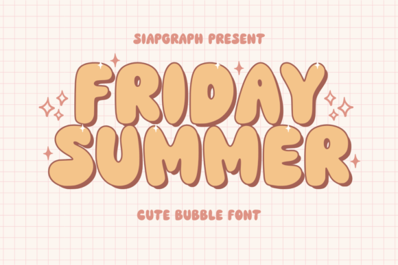 Friday Summer Groovy Bubble Font Duo
