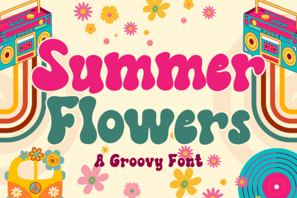 Summer Flowers Retro Groovy Font