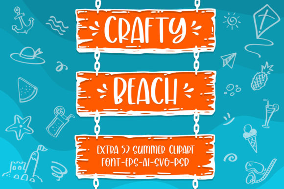 Crafty Beach Handwritten Font with Summer Doodles
