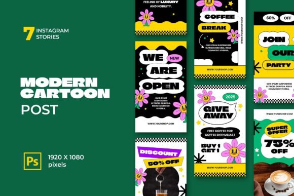 Elegant Cartoon Instagram Story Templates