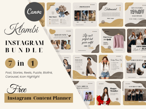 Fashion Instagram Canva Template Bundle